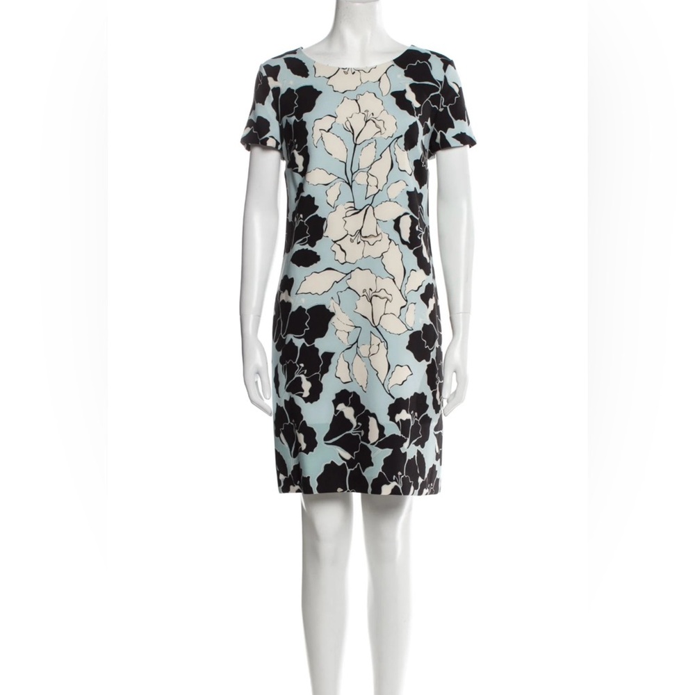 Karl Lagerfeld Paris Blue Flower Floral Short Sleeve Dress Women's Size 2 NWT